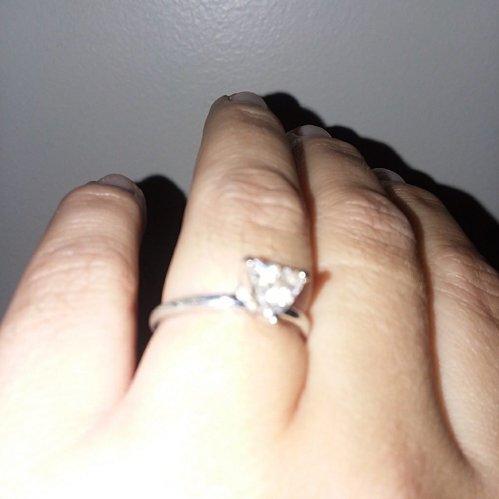 Beautiful triangle white diamond ring